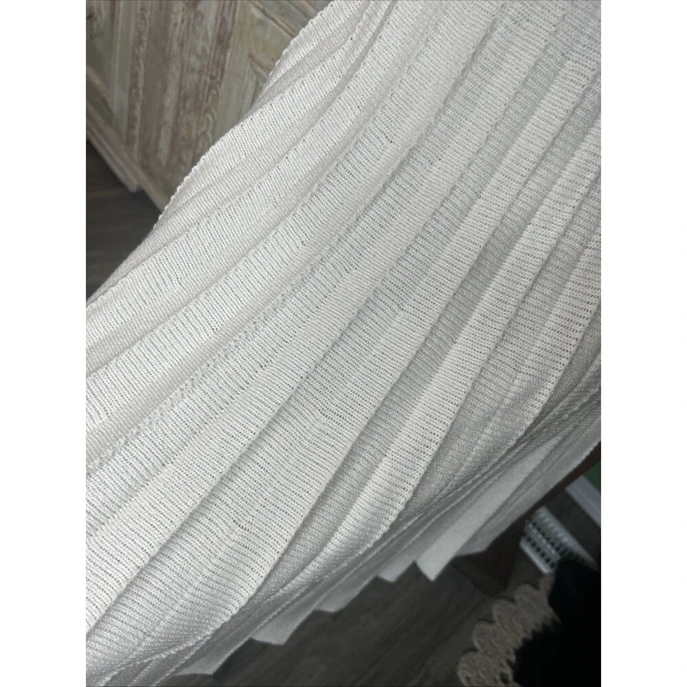 Vintage Ivory Pleated Midi Fine Knit Sweater Skirt-S Preppy Library Chic